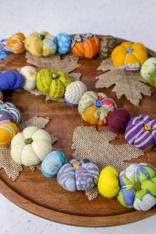 Mini Recycled Saree Boho Pumpkin Garland