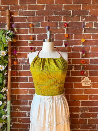 Size 14-20 In Bloom Reversible Kantha Halter Top - 100% Cotton - Fair Trade Made