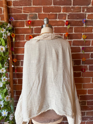 Cream 100% Cotton Gauze Boho Light Kimono Layer