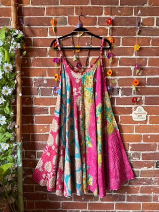 Coffee In The Morning Midi Kantha Summer Dress With Pockets - Fits up to 2X