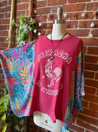 OOAK Autumn Collection - Upcycled Sriracha Poncho Top