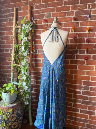 Delphia Recycled Halter Style Sari Dress