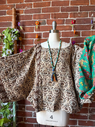OOAK Spring Collection - Reversible Cosmic Drift Kantha Poncho Top - 2 Tops in 1