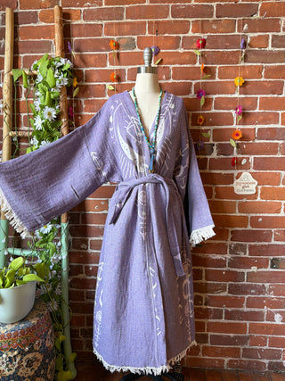Lavender Eye+Moon 100% Cotton Kimono Robe  - Fair Trade Made