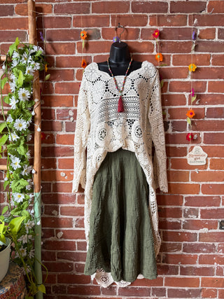 100% Cotton Bohemian Crochet Hi Lo Tunic Top Layer