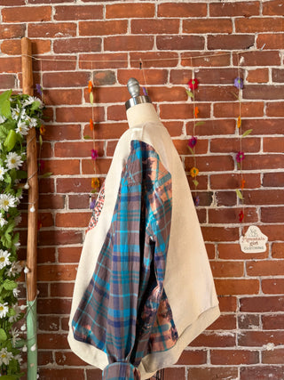 OOAK Autumn Collection - Upcycled Stevie Nicks Sweatshirt and Plaid Flannel Hybrid