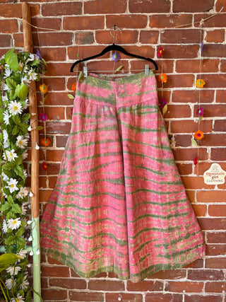 Size M/L Sunburst Tie-Dye Palazzo Lounge Pants 100% Cotton - Fair Trade Made