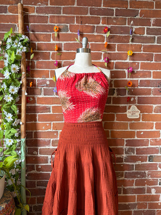 In Bloom Reversible Kantha Halter Top - 100% Cotton - Fair Trade Made - “Plus” Size