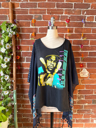 OOAK Autumn Collection- Upcycled Ice Cube Inspired Embroidered Poncho Tee