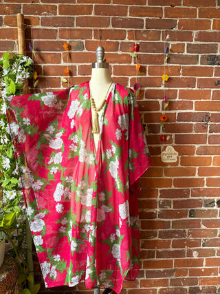 Summer Dreams 100% Silk Poncho Robe- Fair Trade Made