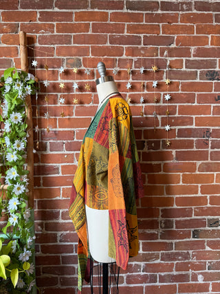 Upcycled Grateful Dead Inspired Organic Cotton Bell Sleeve Wrap Top