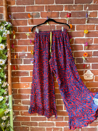 Festival Drift Wide Leg Recycled Sari Lounge Pants - Free Size - Fair Trade Made
