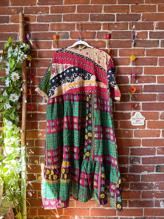 Coffee In The Morning Kantha Dress - Fits up to 3X - 100% Cotton- Fair Trade Made