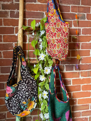 Quinn Mystery Print Quilted Kantha Tote Bag Handbag - Fair Trade Made