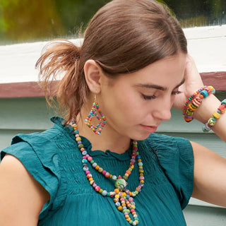 Kantha Milieu Lantern Chandelier Earrings -Fair Trade Made