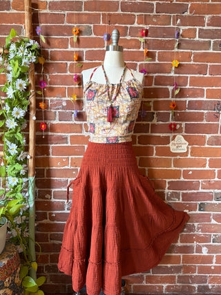 Rust 100% Cotton Gauze Meadow Skirt / Mini Dress - Fair Trade Made