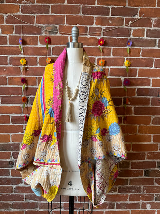 Reversible Gemini Kantha Cocoon Shawl