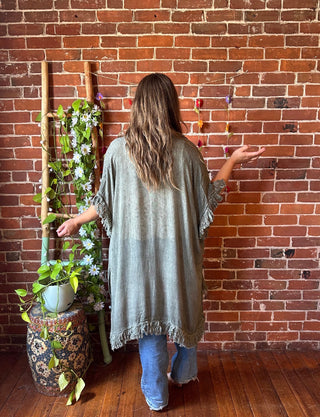 Wild Honey 100% Cotton Gauze Boho Fringe Kimono Layer - Multiple Colors Available