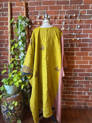 OOAK Autumn Collection-Reversible Stardust Kantha Ruana Jacket With Pockets