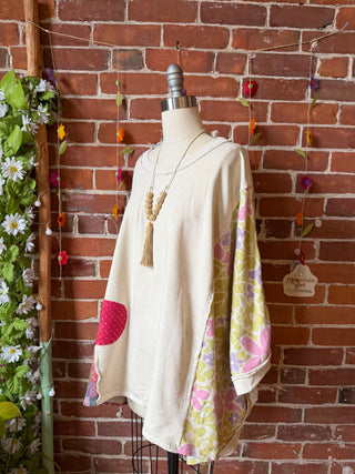 OOAK Spring Collection - Upcycled Flower Patch Patchwork Poncho Style Top 🌼