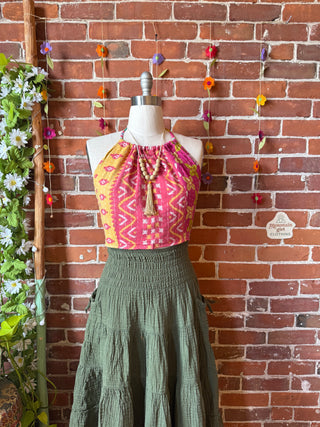 Size 0-12 In Bloom Reversible Kantha Halter Top