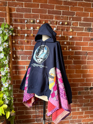 OOAK Autumn Collection- Birdsong Grateful Dead Inspired  Wing Style Kantha Poncho Hoodie Jacket