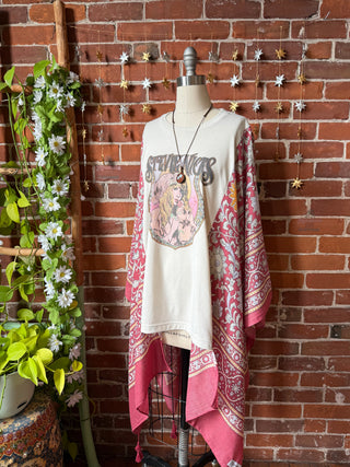 Mystical Stevie Nicks Hybrid Boho Print Hi Lo Poncho Top