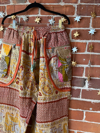 S/M Genevieve Kantha Cargo Harem Pants