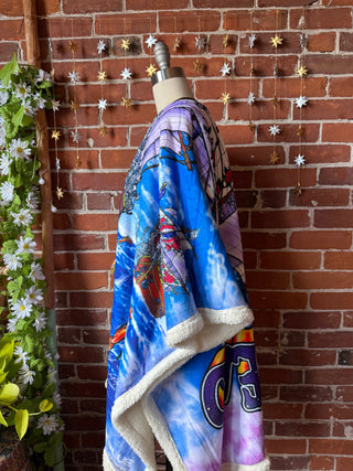 OOAK Autumn Collection - Upcycled Grateful Dead Inspired Ship of Fools Poncho Wearable Blanket