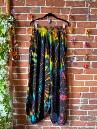 Raven Tie Dye Harem Pants - Black/Rainbow