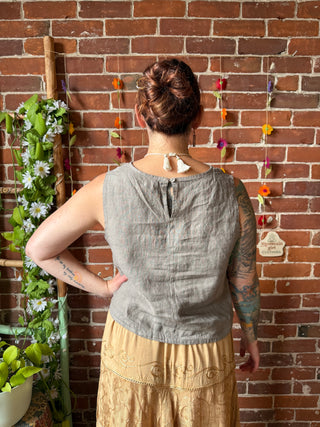 Easy Days 100% Linen Tie Front Tank Top - Made in Italy