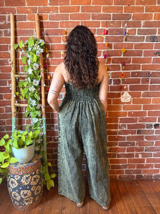 Forest Song Embroidered Cotton Wide Leg Overalls 🌿 -Multiple Sizes
