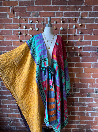 Reversible Stardust Kantha Ruana Jacket