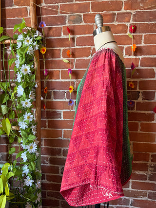 Cosmic Drift Reversible Kantha Poncho Top