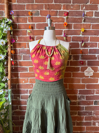 Size 0-12 In Bloom Reversible Kantha Halter Top