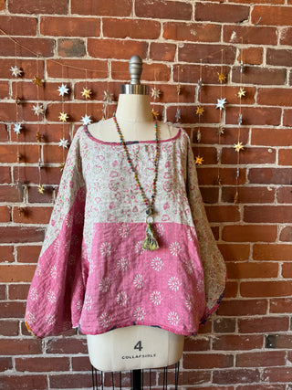 Cosmic Drift Reversible Kantha Poncho Top