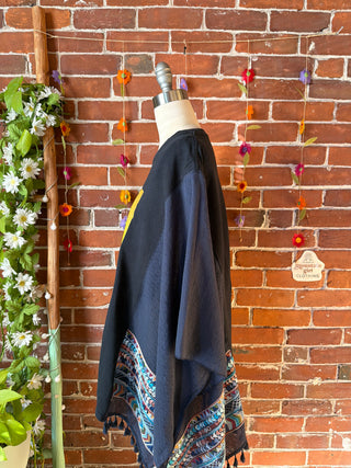 OOAK Autumn Collection- Upcycled Mac Miller Inspired Embroidered Poncho Tee