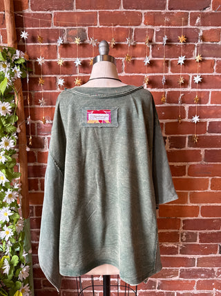 OOAK Winter Collection - Upcycled Kantha Peace Sign Patchwork Poncho Style Top 🌼