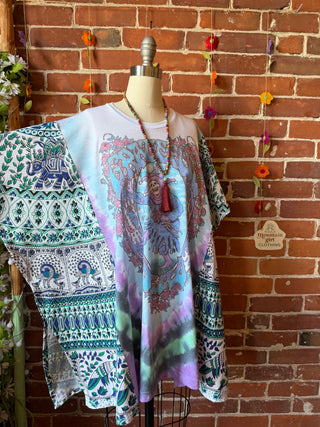OOAK Summer Collection- Upcycled Grateful Dead Inspired Tie Dye Tapestry Poncho Tee