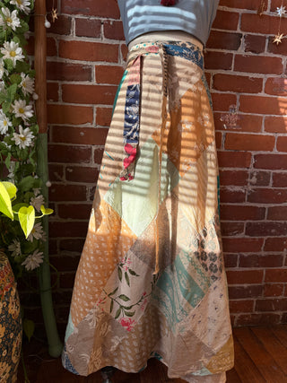 Afternoon Tea 100% Cotton Upcycled Patchwork Wrap Skirt