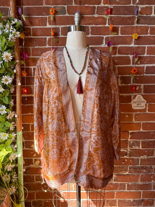 Autumn Moon Silky Flowy Kimono - Fair Trade Made - Final Sale