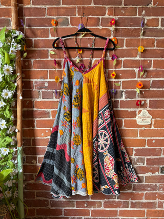 Coffee In The Morning Midi Kantha Summer Dress With Pockets - Fits up to 2X