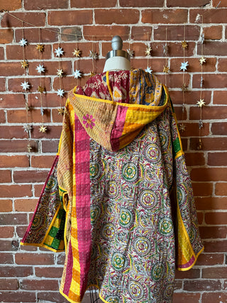 Willow Reversible Kantha Hooded Patchwork Jacket