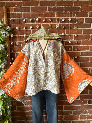 OOAK Autumn Collection - Upcycled Fleetwood Mac Inspired Patchwork Bell Sleeve Robe