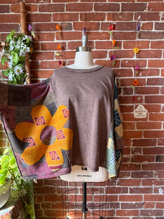 OOAK Summer Collection - Upcycled Flower Patch Patchwork Poncho Style Top 🌼