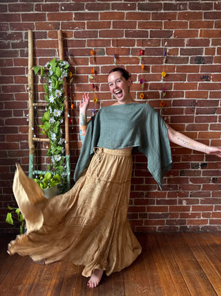 Meadow Mist Linen Poncho Top / Tunic Overlay Top - Made in Italy - Multiple Colors Available
