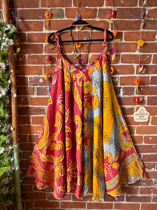 Coffee In The Morning Midi Kantha Summer Dress With Pockets - Fits up to 2X