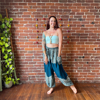 Wheel of Life Flowy Harem Pants- Teal