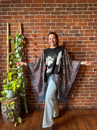 David Bowie Inspired Hybrid Boho Hi Lo Poncho Top