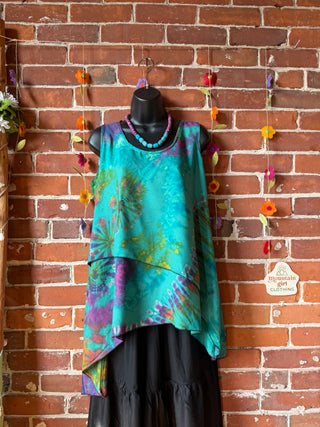 Jade Moon Tie Dye Layered Festival Tank Top - Fair Trade Made - Final Sale